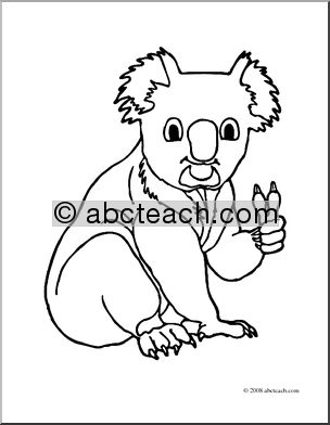 Clip Art: Cartoon Koala (coloring page)