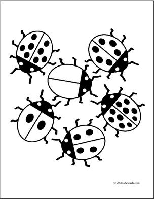 Clip Art: Ladybugs (coloring page)