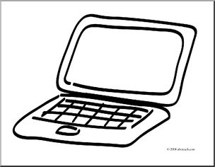 Clip Art: Laptop Computer (coloring page)