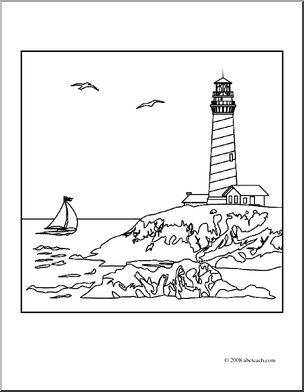 Clip Art: Lighthouse (coloring page)
