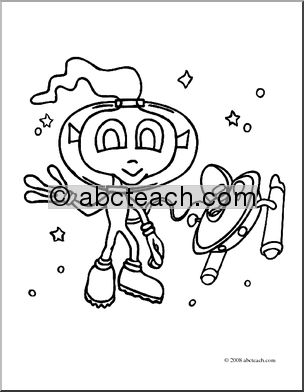 Clip Art: Little Alien (coloring page)