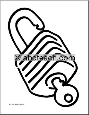 Clip Art: Basic Words: Lock (coloring page)