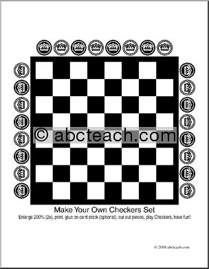 Clip Art: Make Your Own Checkers Set (coloring page)