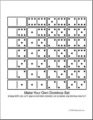 Clip Art: Make Your Own Dominos Set 1 (coloring page)