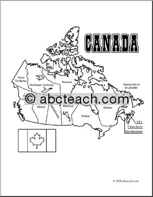 Clip Art: Canada Map (coloring page) Labeled