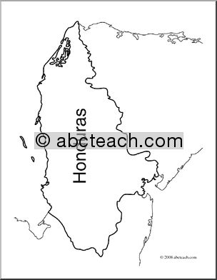 Clip Art: Honduras Map (coloring page) Blank