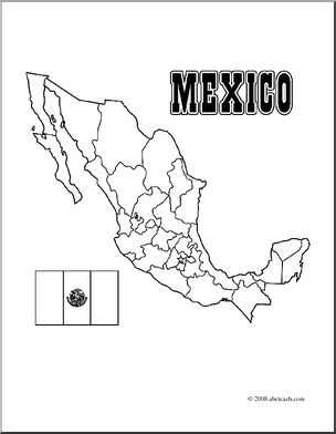 Clip Art: Mexico Map (coloring page) Blank
