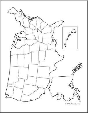 Clip Art: United States Map (coloring page) Blank