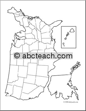 Clip Art: United States Map (coloring page) Blank