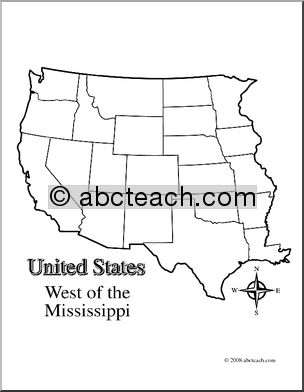 Clip Art: US Map: Western States (coloring page) Blank