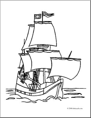 Clip Art: Mayflower (coloring page)