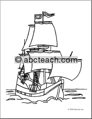 Clip Art: Mayflower (coloring page)