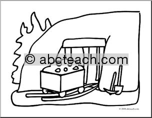 Clip Art: Basic Words: Mine (coloring page)