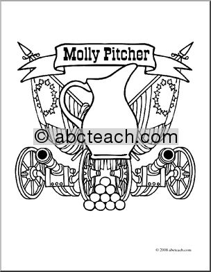 Clip Art: US Folklore: Molly Pitcher (coloring page)