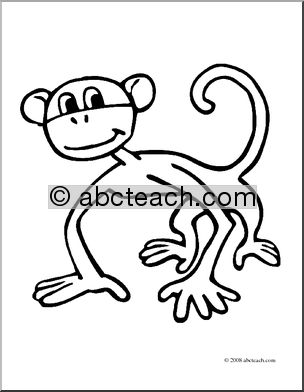 Clip Art: Cartoon Monkey (coloring page)