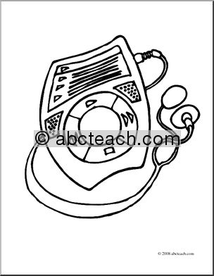 Clip Art: MP3 Player (coloring page)