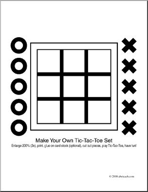 Clip Art: Make Your Own Tic-Tac-Toe Set (coloring page)