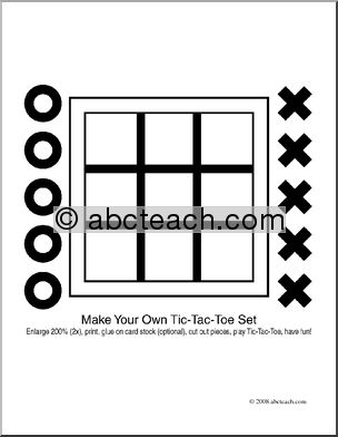 Clip Art: Make Your Own Tic-Tac-Toe Set (coloring page)