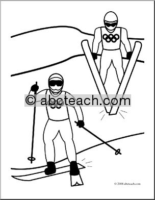 Clip Art: Winter Olympics: Nordic Combined (coloring page)