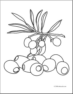 Clip Art: Fruit: Olives (coloring page)
