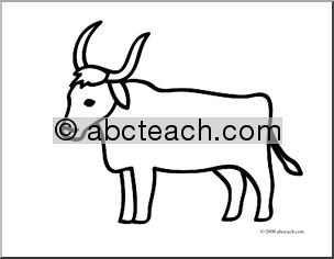 Clip Art: Basic Words: Ox (coloring page)