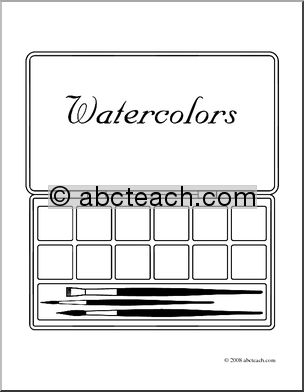 Clip Art: Paint Tray (coloring page)