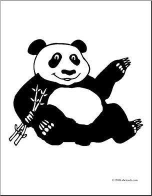 Clip Art: Cartoon Panda (coloring page)
