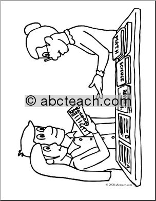 Clip Art: Parent Teacher Conference (coloring page)