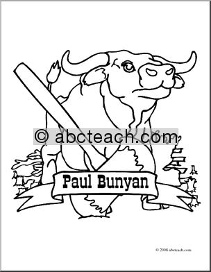 Clip Art: US Folklore: Paul Bunyan (coloring page)