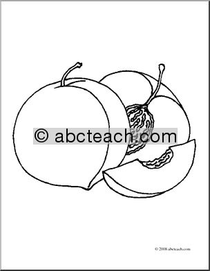 Clip Art: Fruit: Realistic Peaches (coloring page)