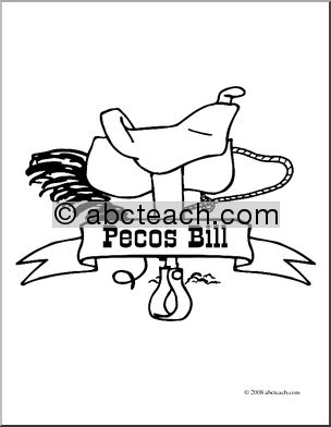 Clip Art: US Folklore: Pecos Bill (coloring page)