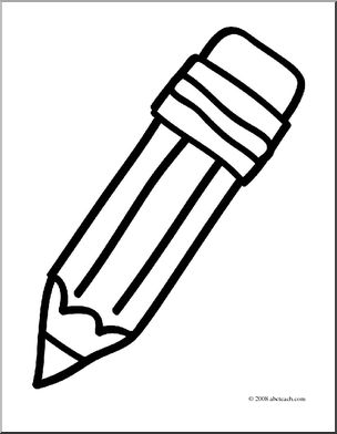 Clip Art: Basic Words: Pencil (coloring page)
