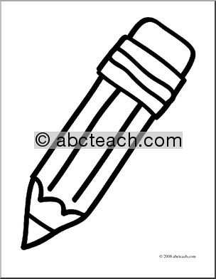 Clip Art: Basic Words: Pencil (coloring page)