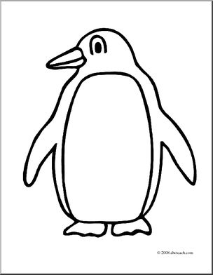 Clip Art: Cartoon Penguin 2 (coloring page)