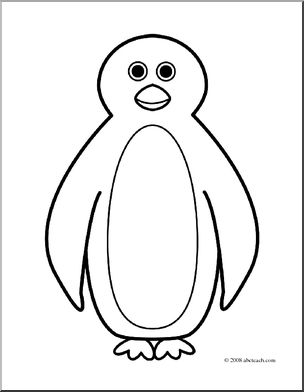 Clip Art: Cartoon Penguin 1 (coloring page)