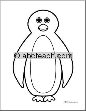 Clip Art: Cartoon Penguin 1 (coloring page)