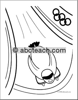 Clip Art: Cartoon Olympics: Penguin Skeleton (coloring page)