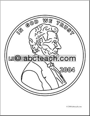 Clip Art: Penny Front (coloring page)