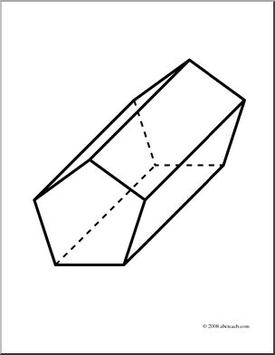 Clip Art: 3D Solids: Pentagonal Prism (coloring page)
