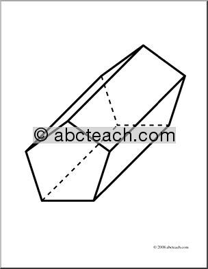 Clip Art: 3D Solids: Pentagonal Prism (coloring page)