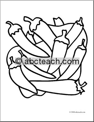 Clip Art: Fruit: Peppers (coloring page)