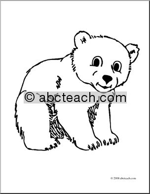 Clip Art: Cartoon Polar Bear Cub (coloring page)