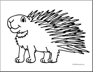 Clip Art: Cartoon Porcupine (coloring page)