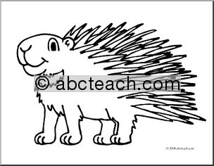 Clip Art: Cartoon Porcupine (coloring page)