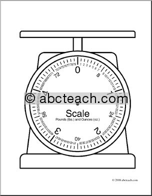 Clip Art: Weights and Measures: Pound Blank Scale (coloring page)