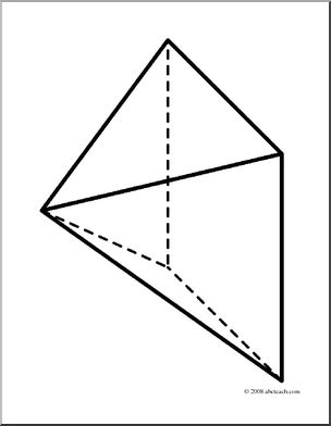 Clip Art: 3D Solids: Pyramid (coloring page)