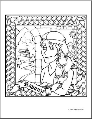 Clip Art: Rapunzel (coloring page)
