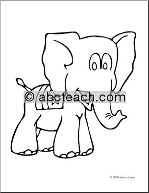 Clip Art: US Government: Republican Elephant (coloring page)