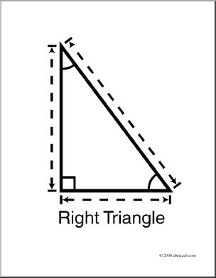 Clip Art: Shapes: Triangle: Right Geometry Labeled (coloring page)