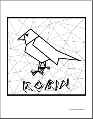 Clip Art: Robin (coloring page)